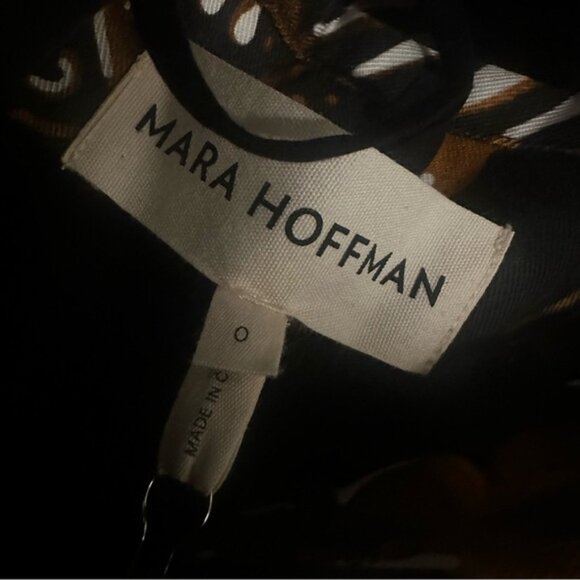 NWT Mara Hoffman Juana Black & Brown Abstract Print Cropped Top reg $295 size 0 - Picture 8 of 15